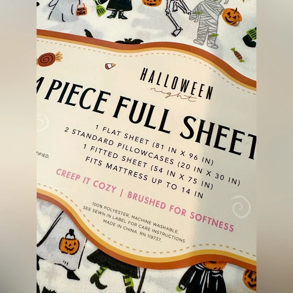 🦋 Halloween Monster Parade Sheet Set 4 PIECE FULL SHEET SET